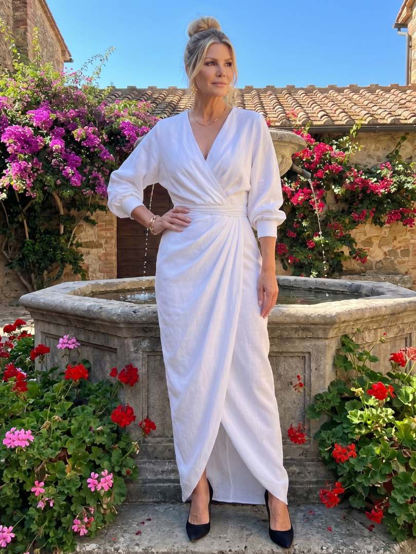 Cecilia | Draped Wrap Midi Dress