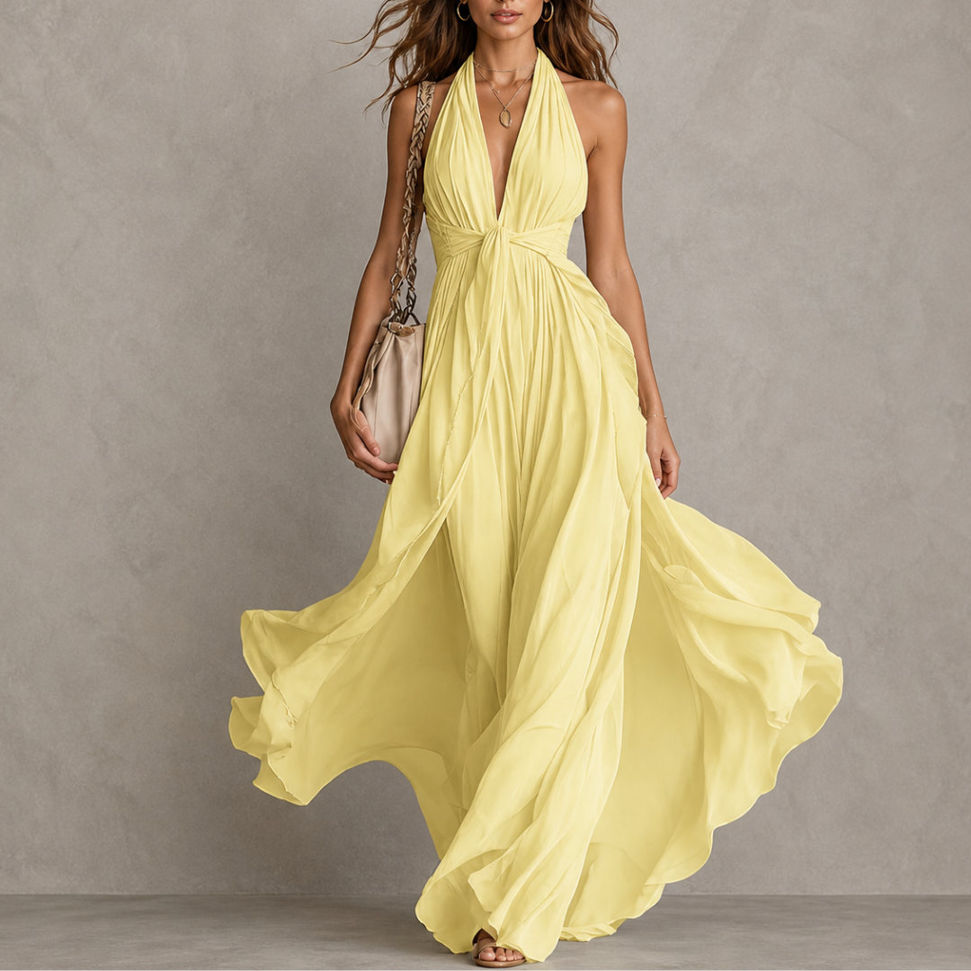 Clemency | Halter Chiffon Maxi Dress