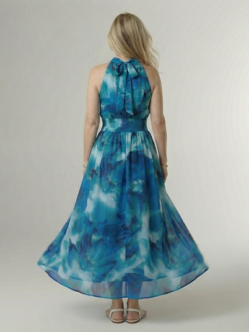 Faye | Gathered Halter Midi Dress