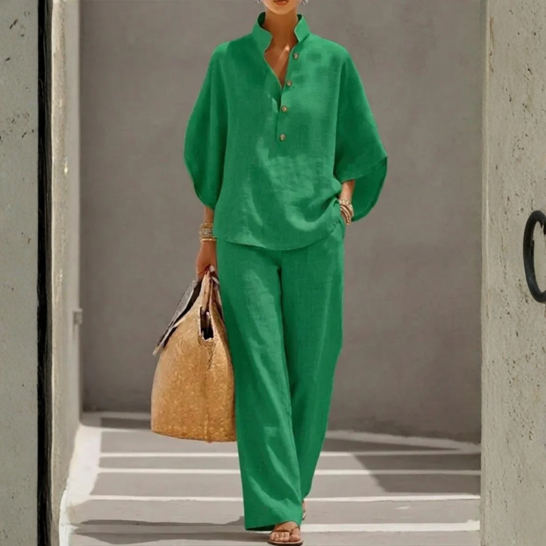 Maribel | Flared Casual Summer Linen Set