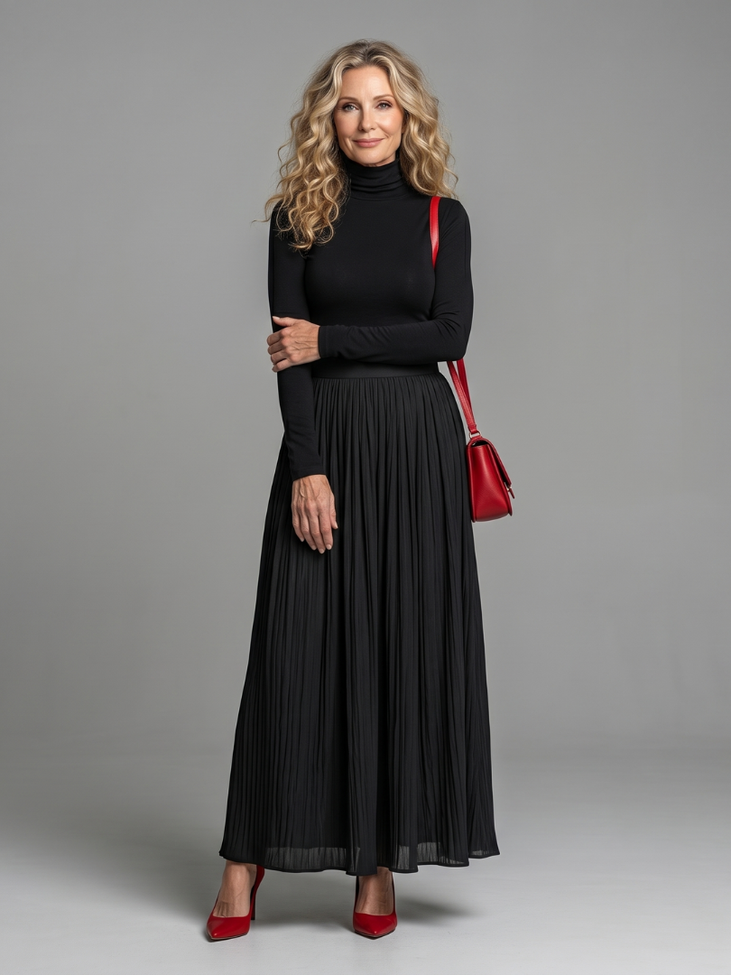 Diane | Long Sleeve Turtleneck Midi Dress