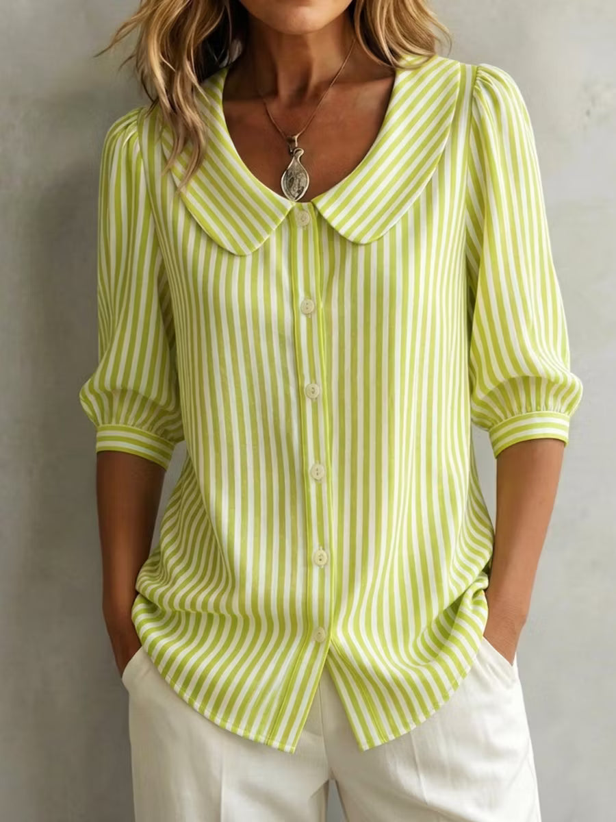 Kathryn | Refined Striped Peter Pan Collar Blouse