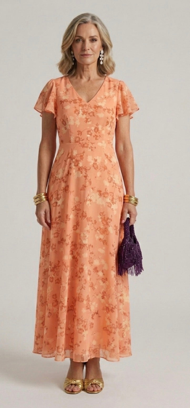 Rosanne | Floral Flutter Sleeve Maxi Dress