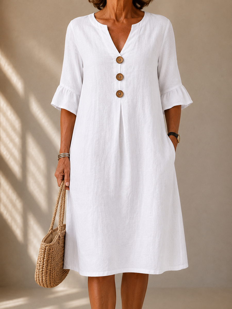 Nicole | Buttoned Bell Sleeve Dress