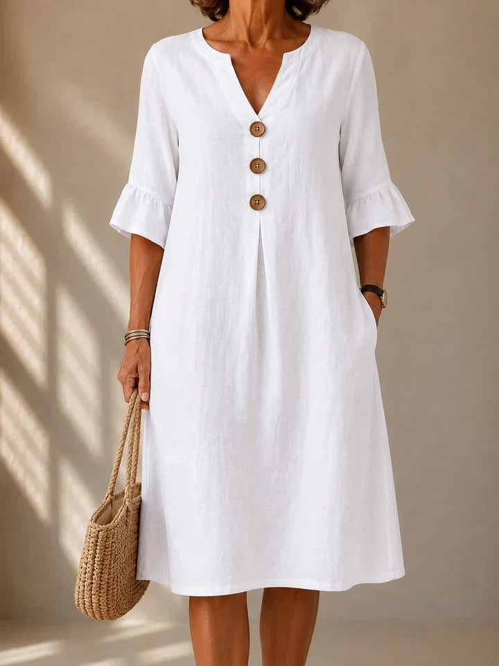 Colette | Buttoned Gathered Front Dress