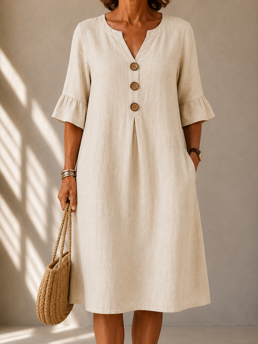 Colette | Buttoned Gathered Front Dress