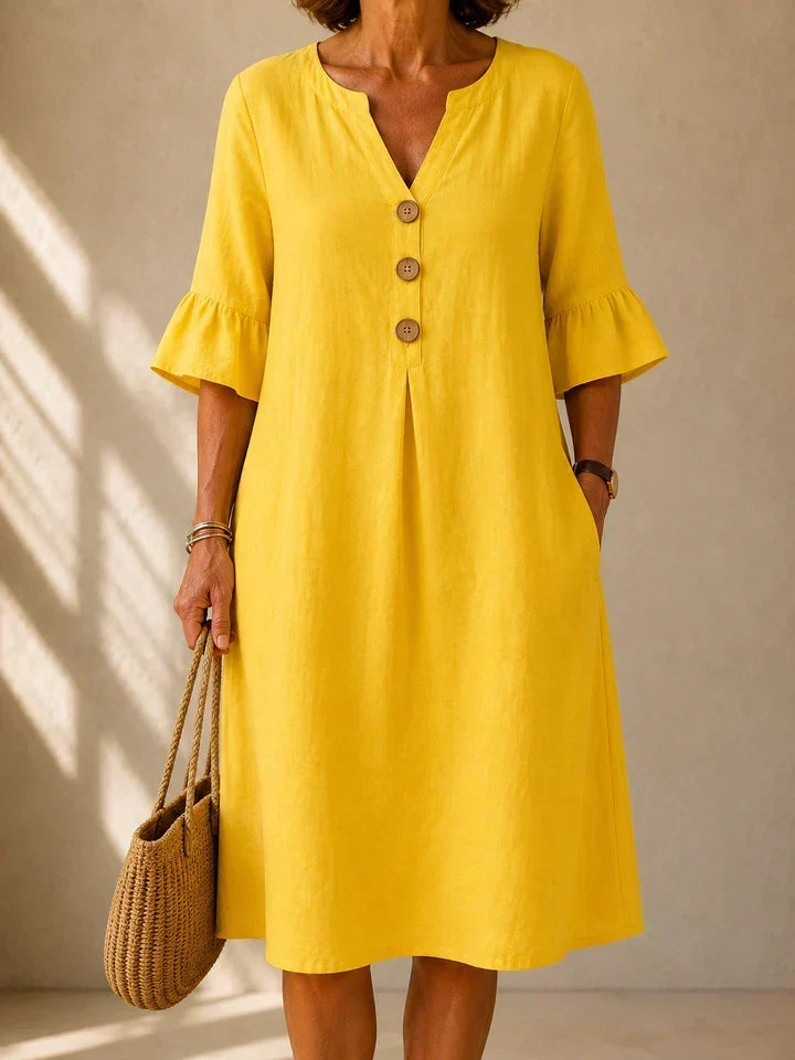 Colette | Buttoned Gathered Front Dress