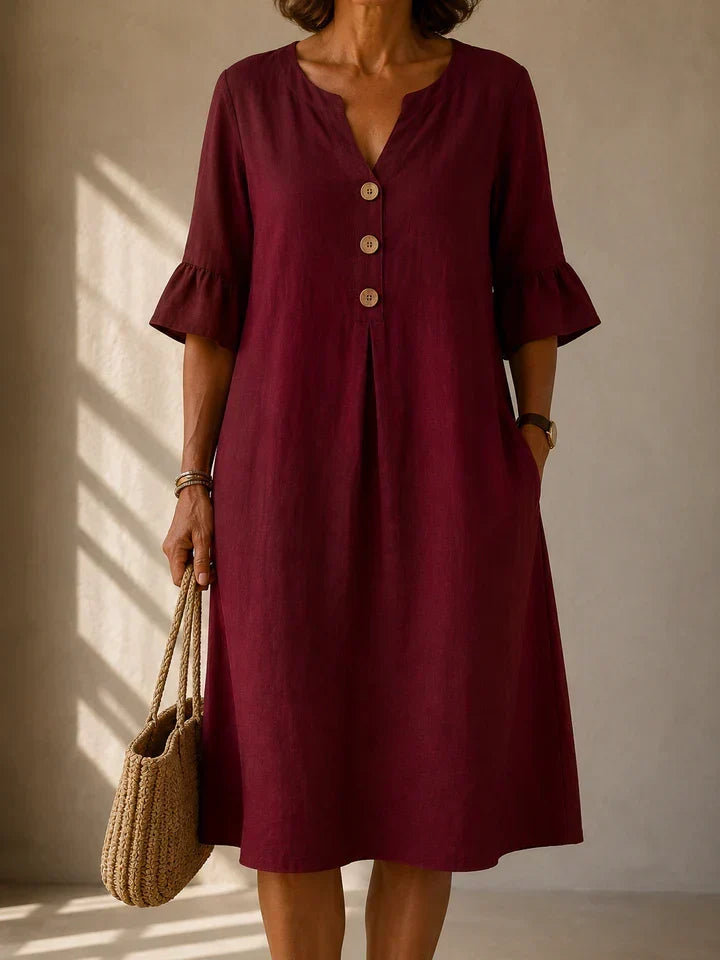 Colette | Buttoned Gathered Front Dress