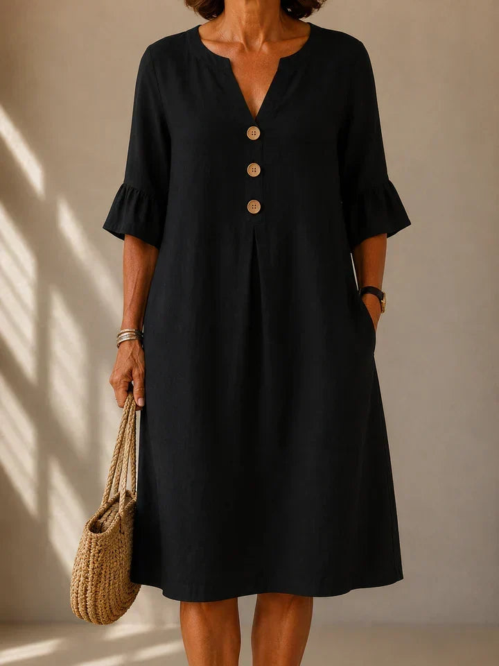 Colette | Buttoned Gathered Front Dress