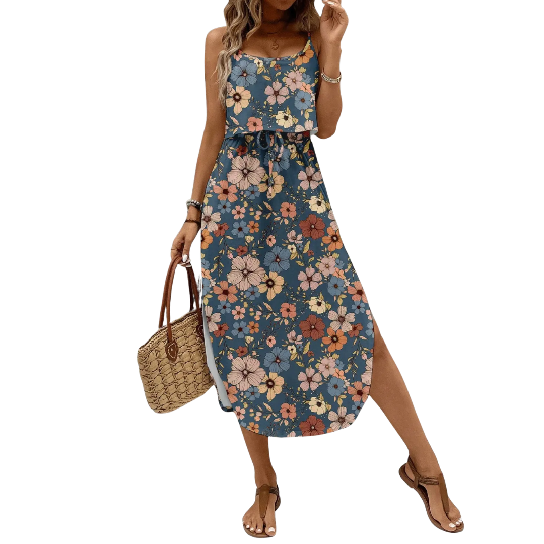 VIVICA™ – Vibrant Printed Spaghetti Strap Dress