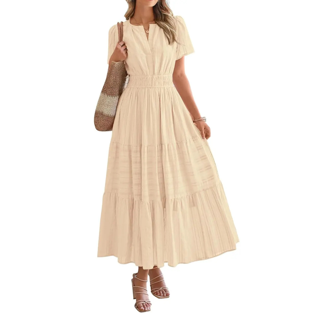 DELIA™ – Flirty V-Neck Puff Sleeve Dress