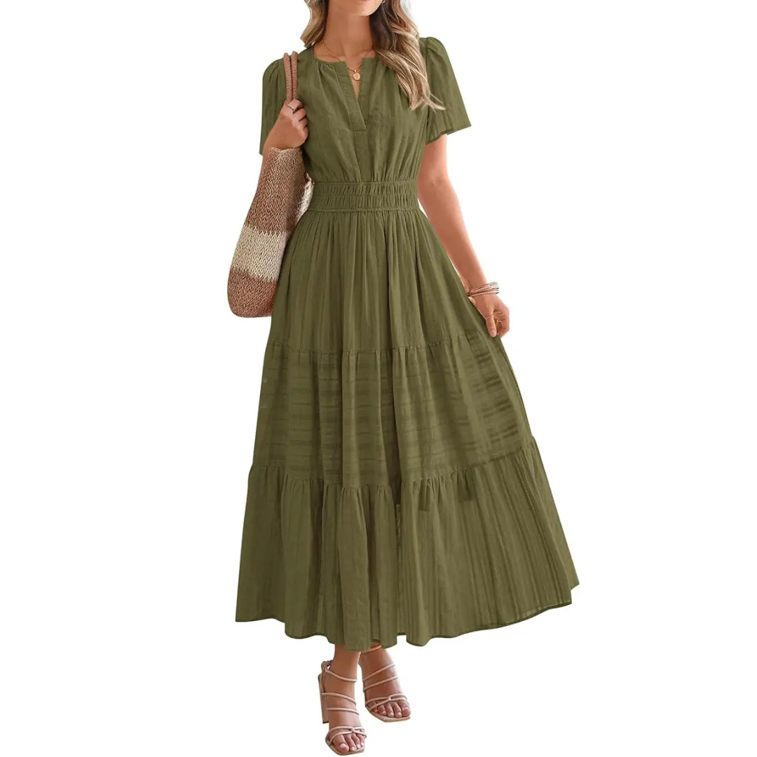 DELIA™ – Flirty V-Neck Puff Sleeve Dress