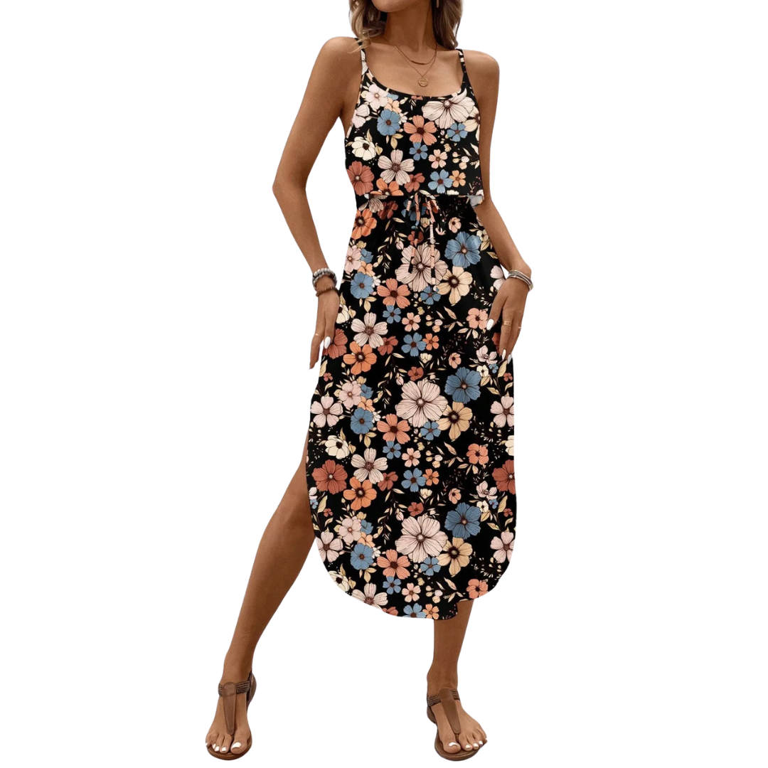 VIVICA™ – Vibrant Printed Spaghetti Strap Dress