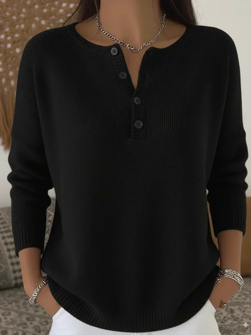 Helena | Henley Button Up Knit Jumper