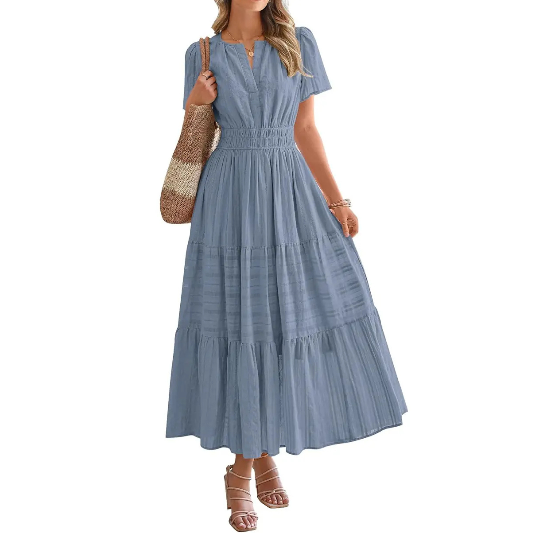DELIA™ – Flirty V-Neck Puff Sleeve Dress