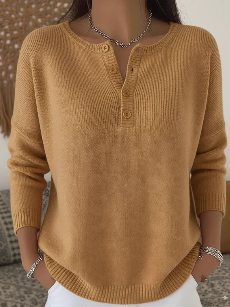 Helena | Henley Button Up Knit Jumper