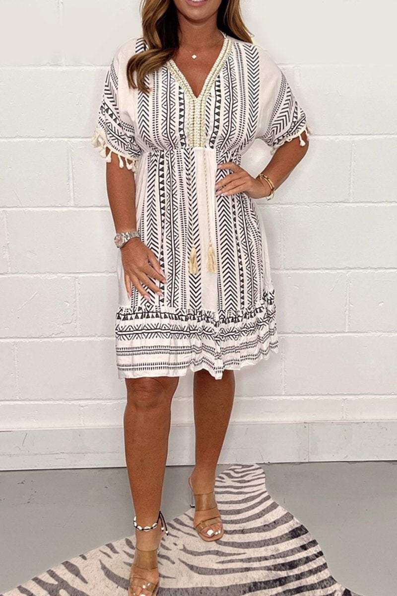 Cecilia | Vintage Ethnic Print Boho Dress