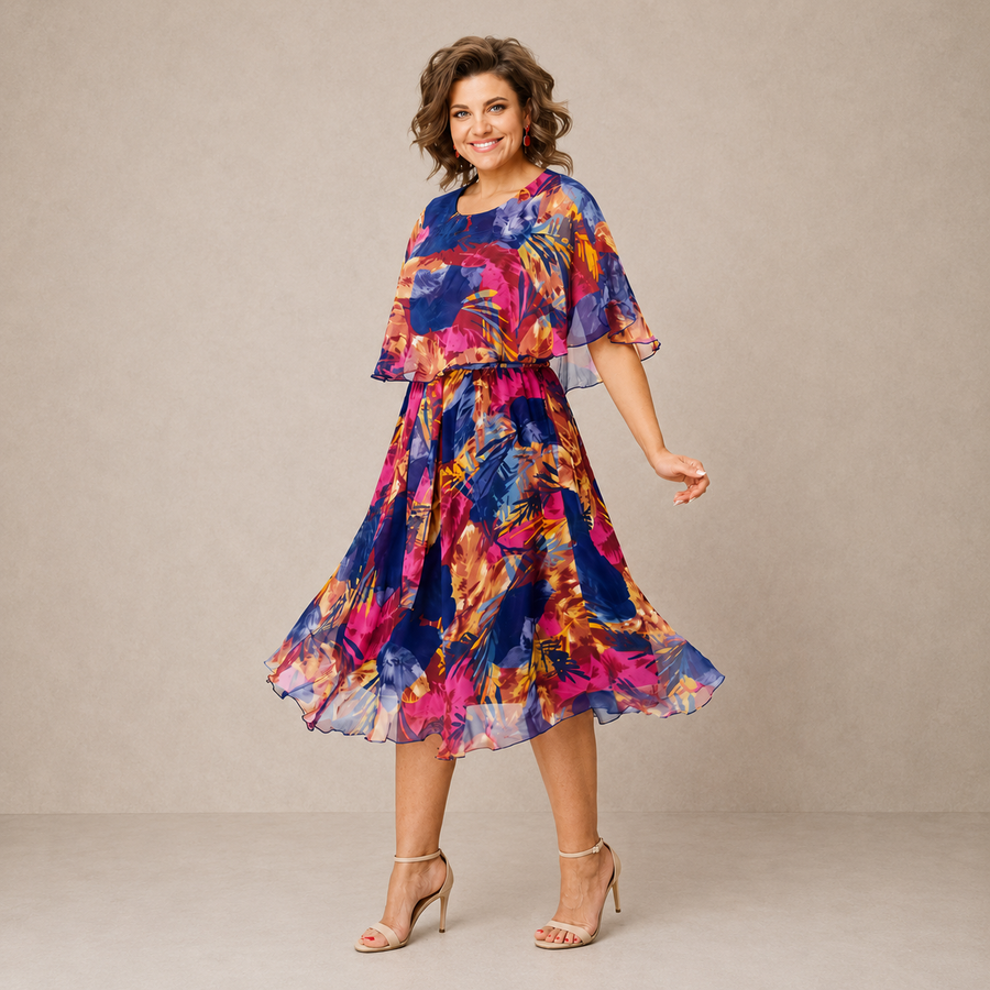 Marianne | Colourful Floral Midi Dress