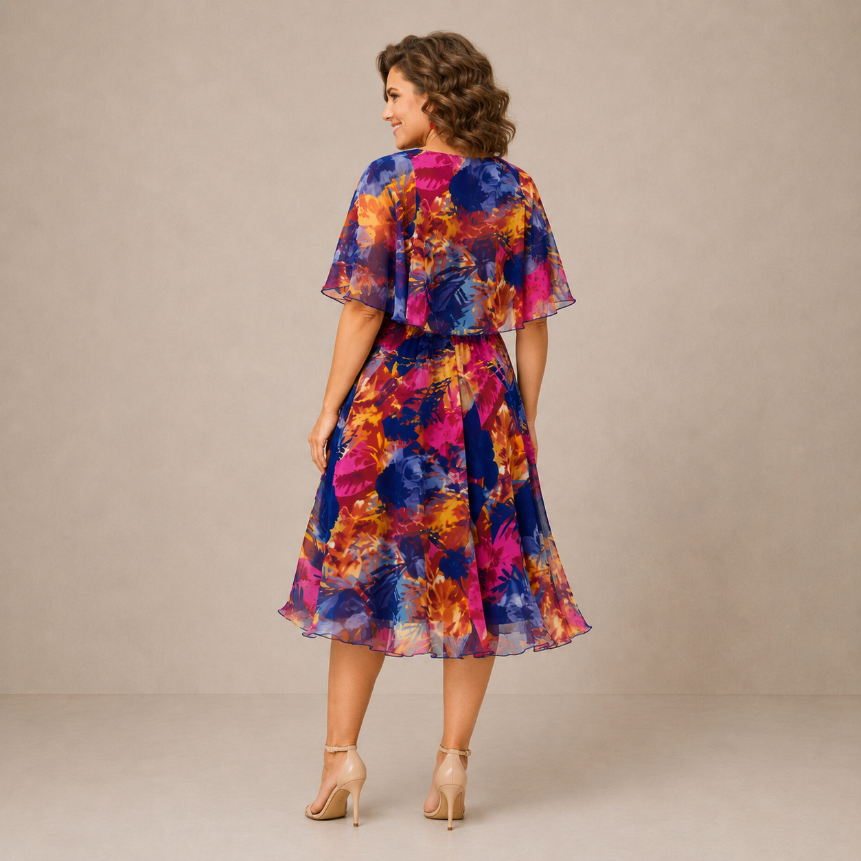 Marianne | Colourful Floral Midi Dress