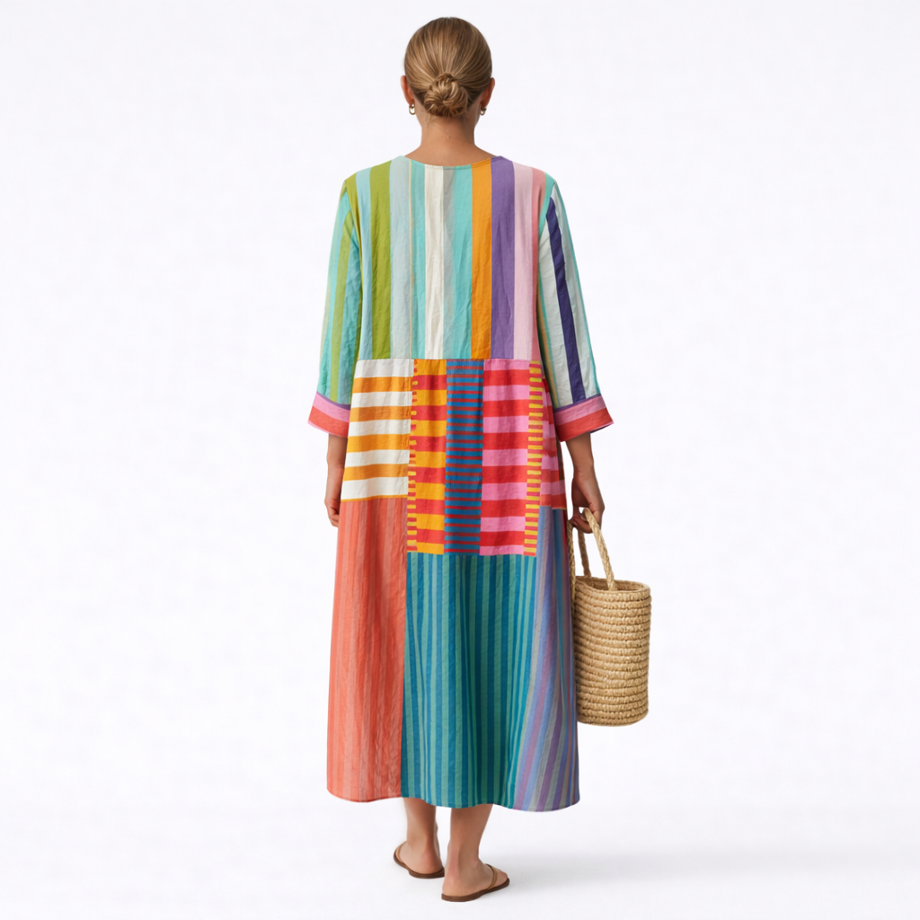Lucia | Striped V Neck Maxi Dress
