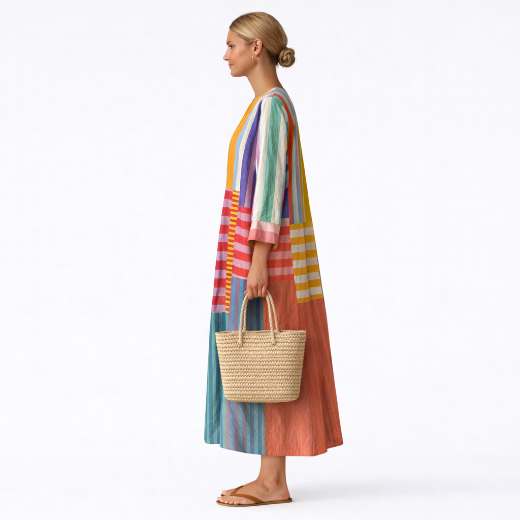 Lucia | Striped V Neck Maxi Dress