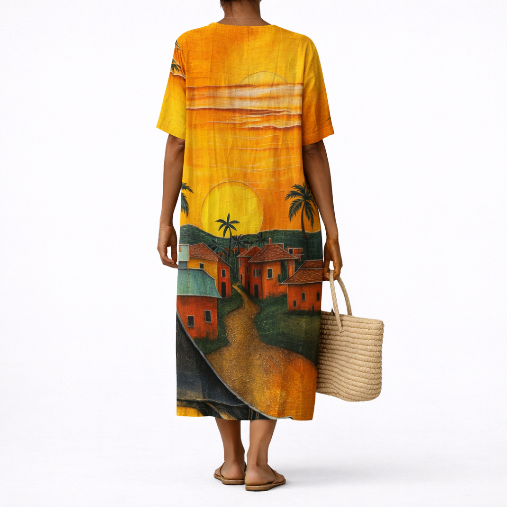 Loretta | Artful Print Midi Dress