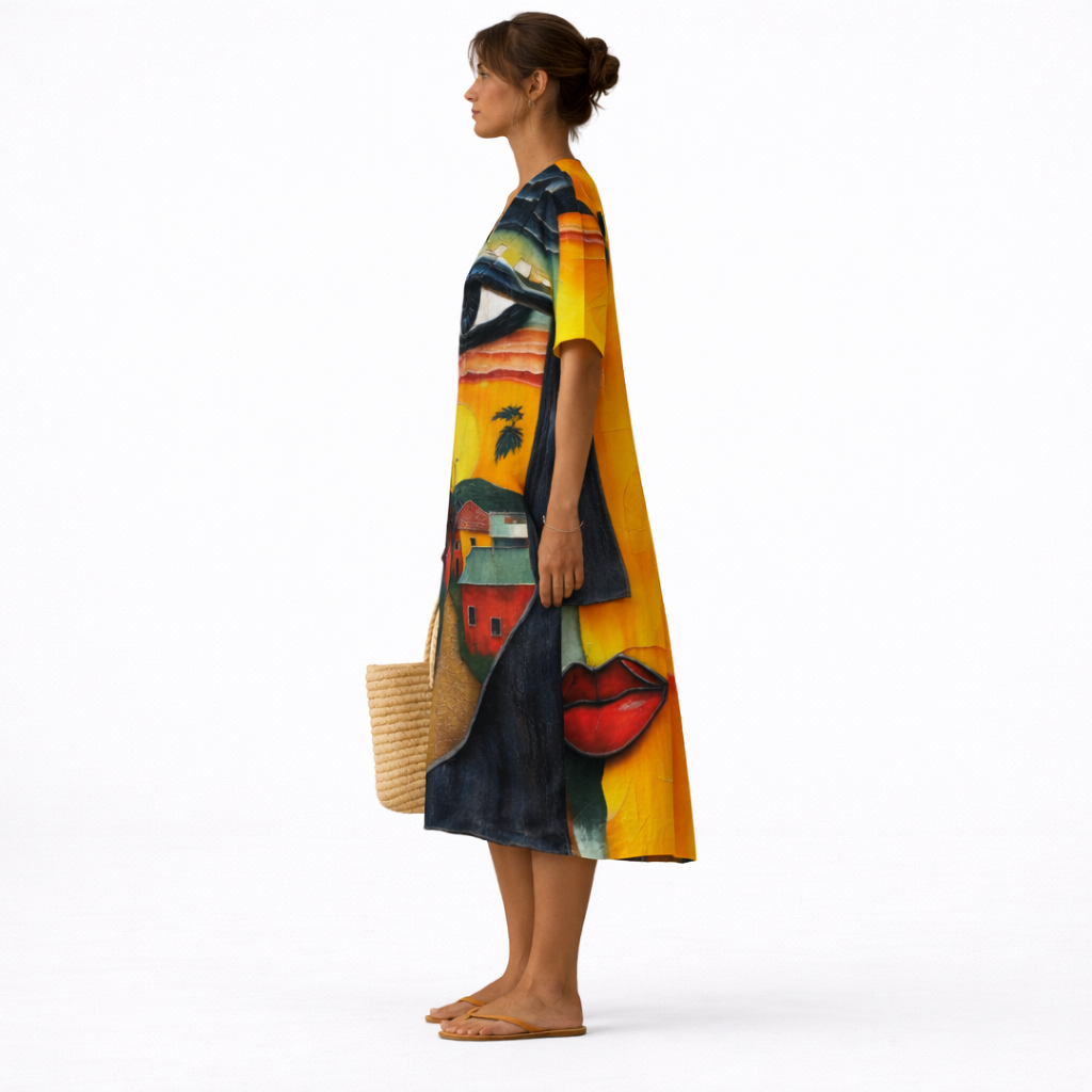 Loretta | Artful Print Midi Dress