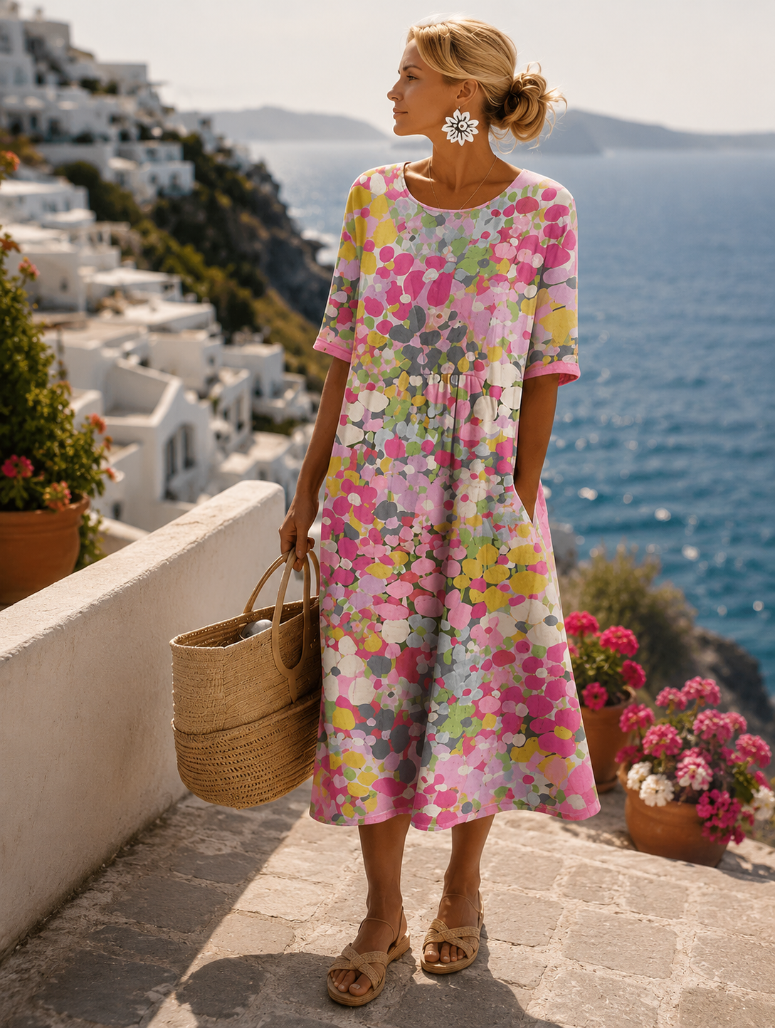 Isadora | Lightweight Fluid Floral Midi Dress