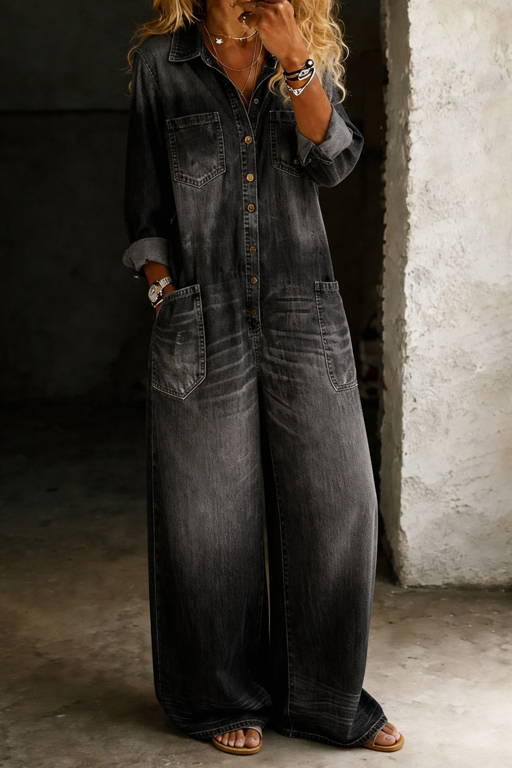 Lena | Relaxed Denim Dungarees