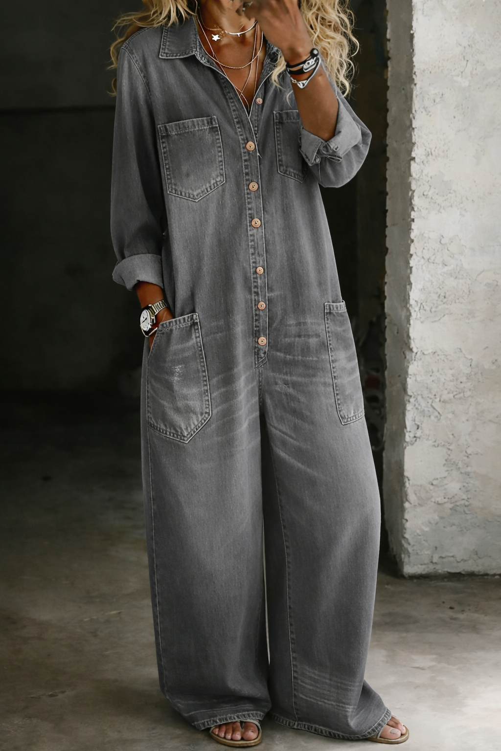 Lena | Relaxed Denim Dungarees