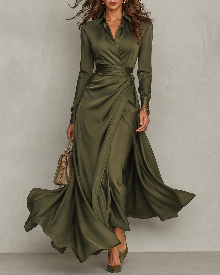 Norah | Ruched Shirt Midi Dress
