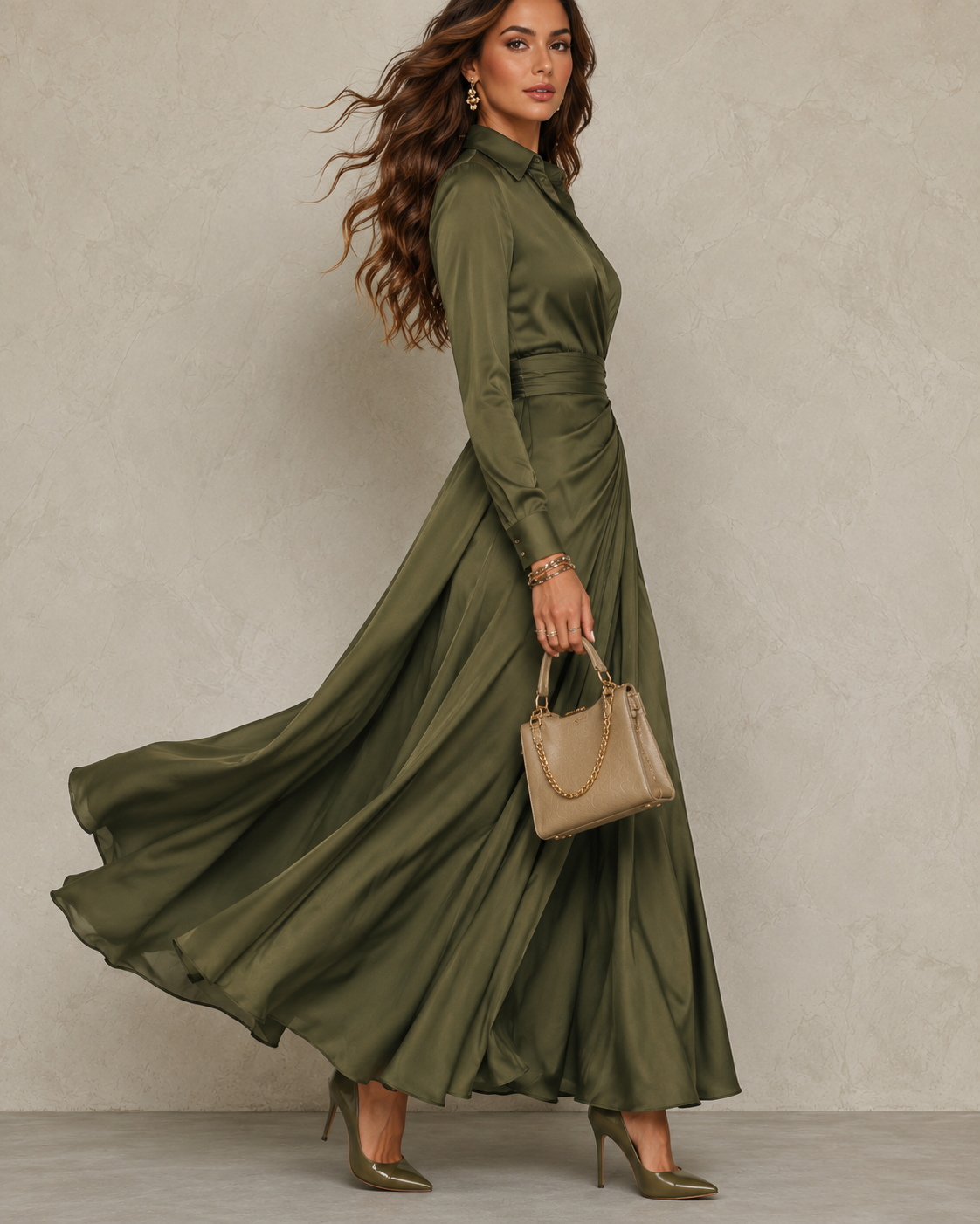Norah | Ruched Shirt Midi Dress