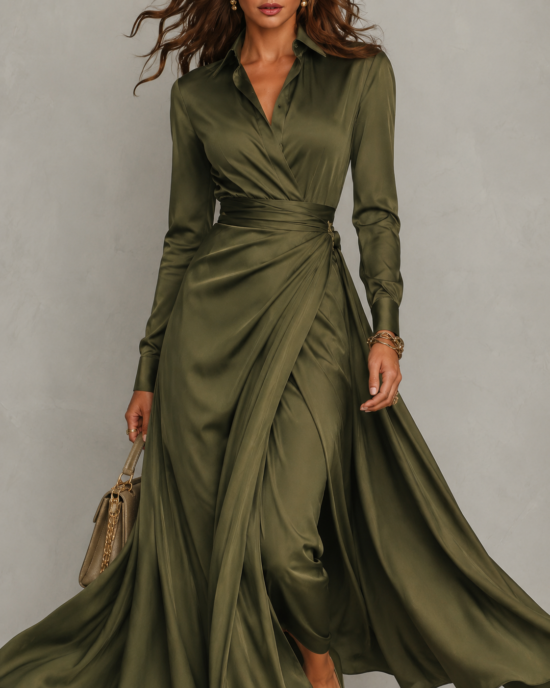 Norah | Ruched Shirt Midi Dress