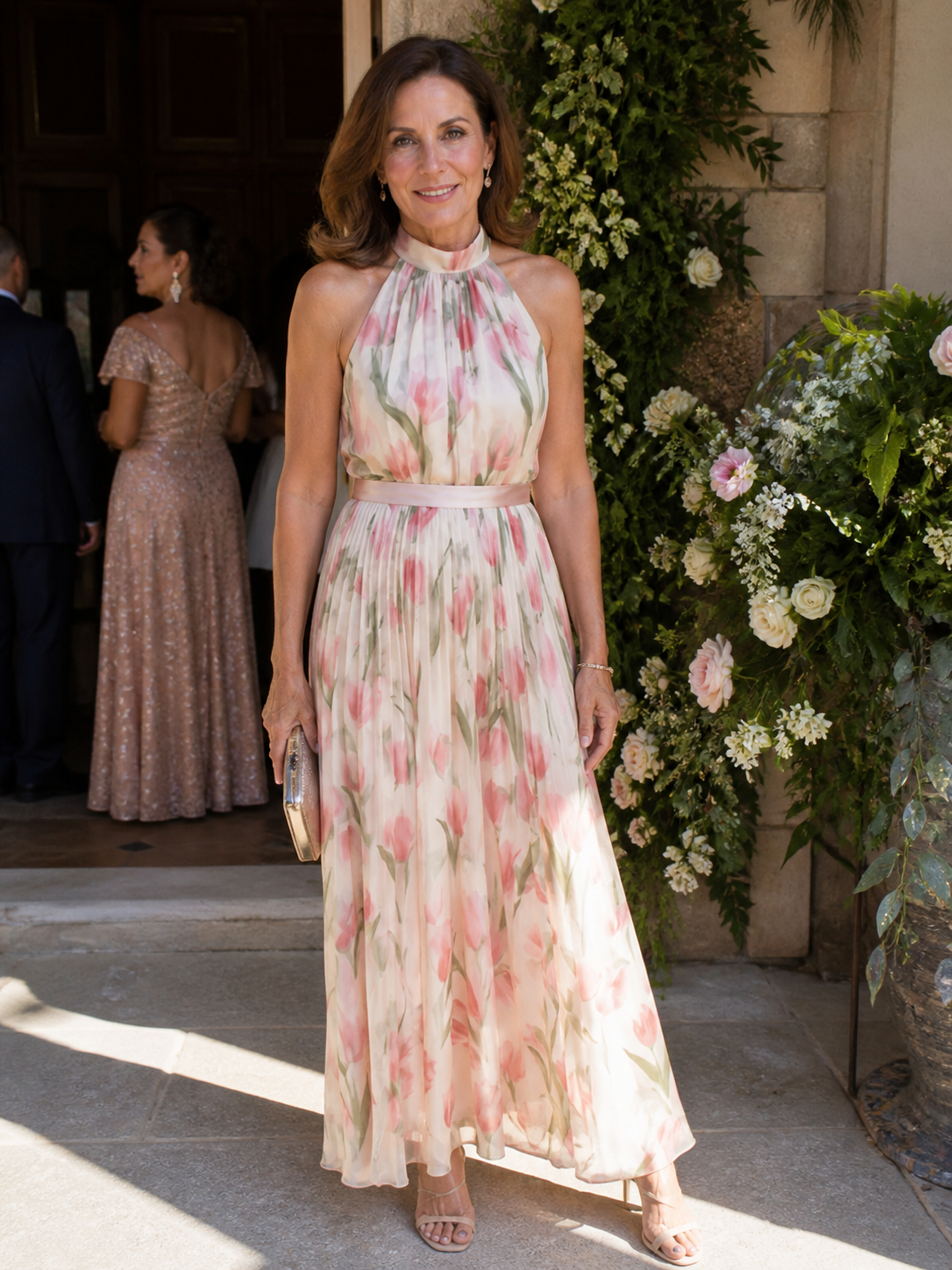 Valentina | Halter Neck Floral Midi Dress