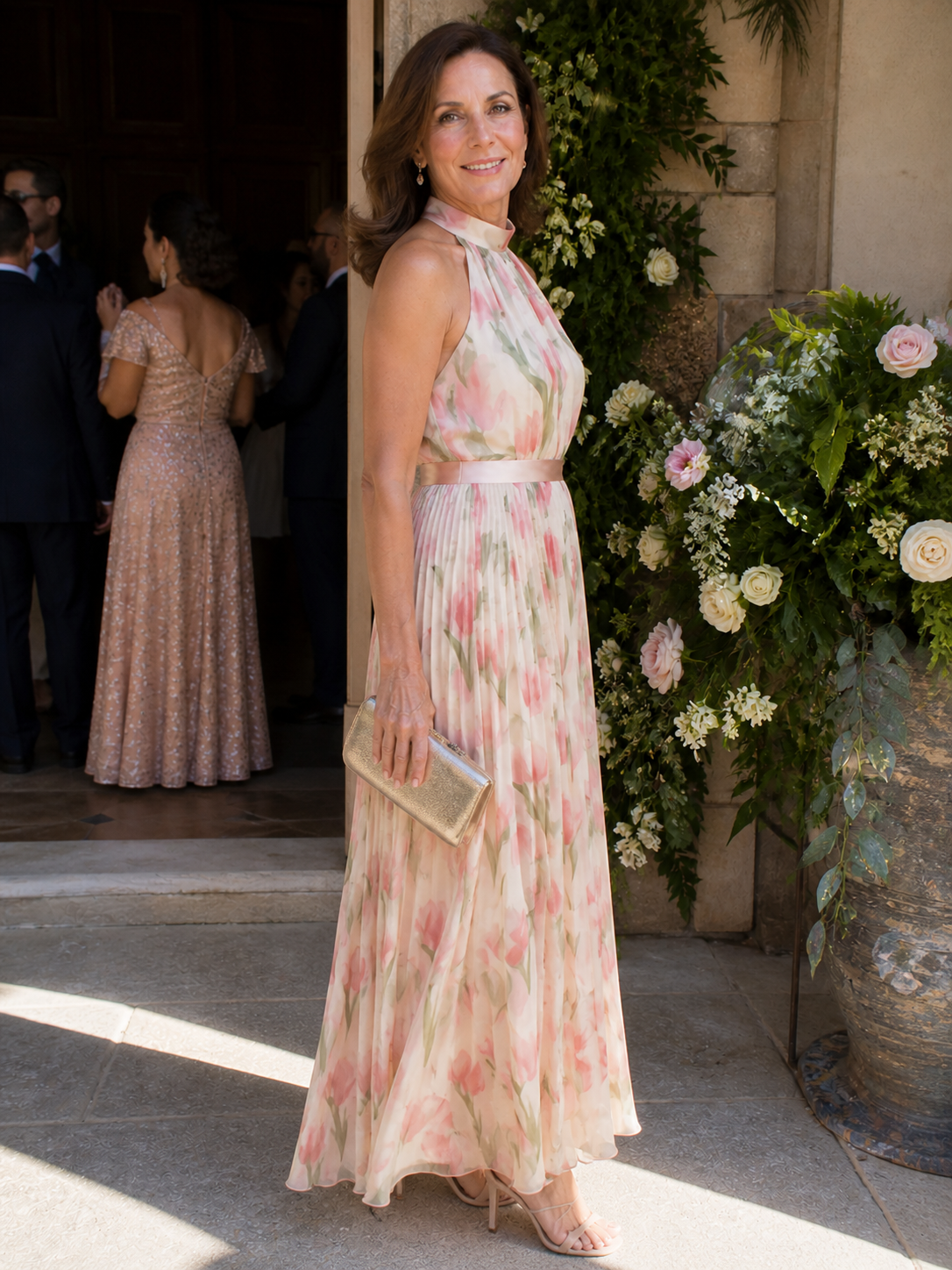 Juliana | Halter Neck Floral Midi Dress