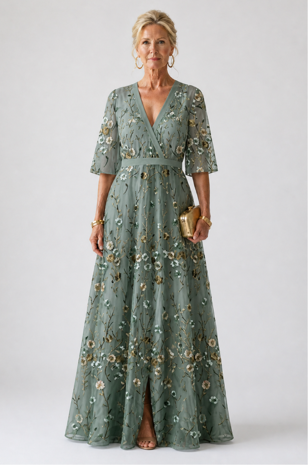 Emily | Floral V Neck Maxi Dress