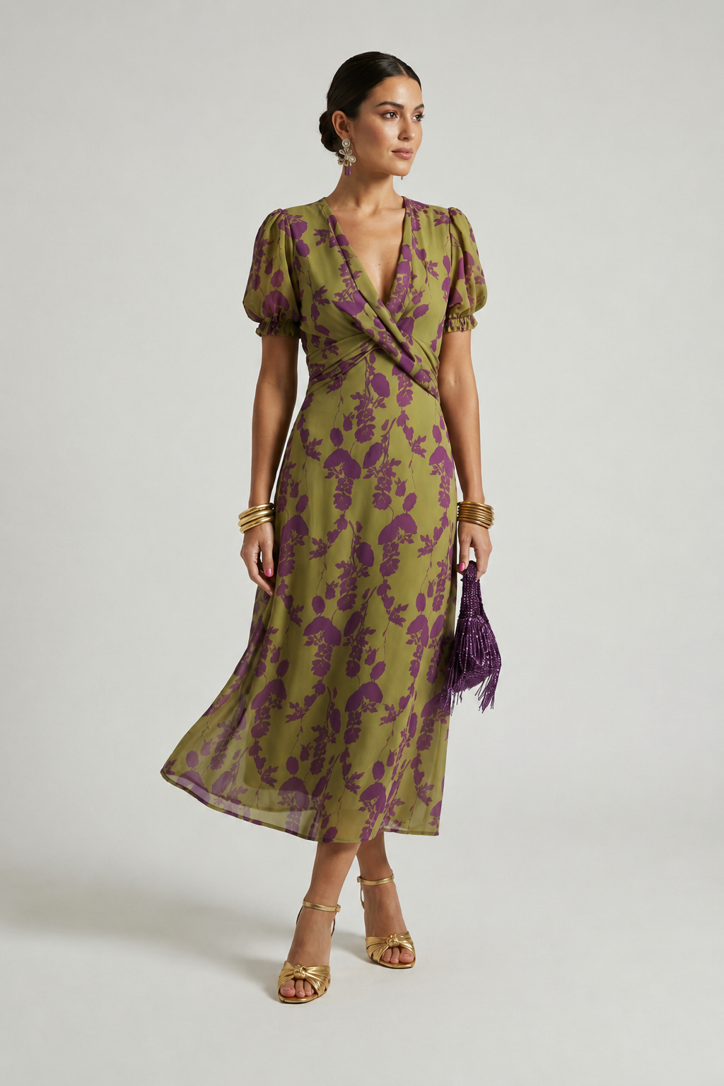 Viviane | Floral Wrap Midi Dress