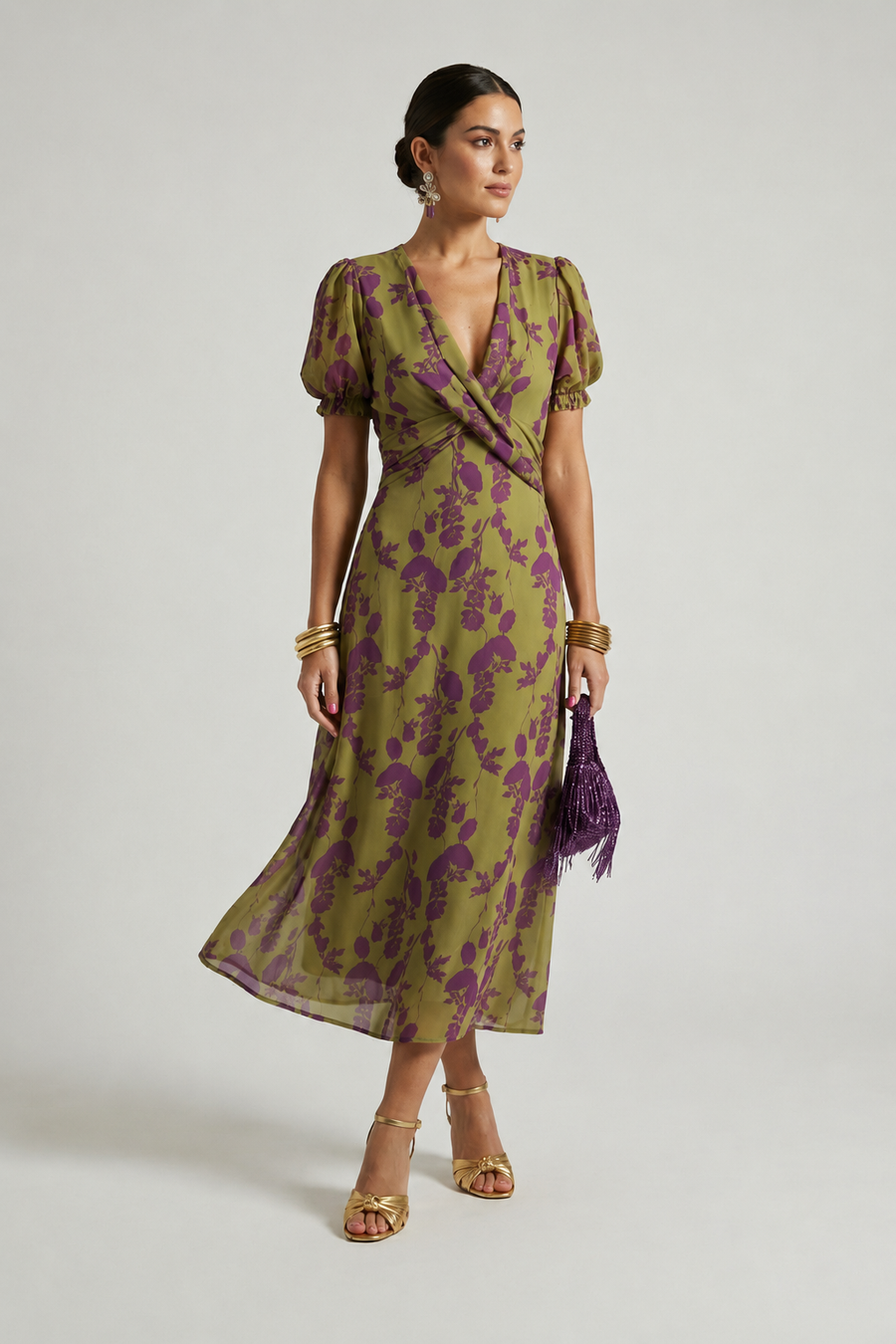 Viviane | Floral Wrap Midi Dress