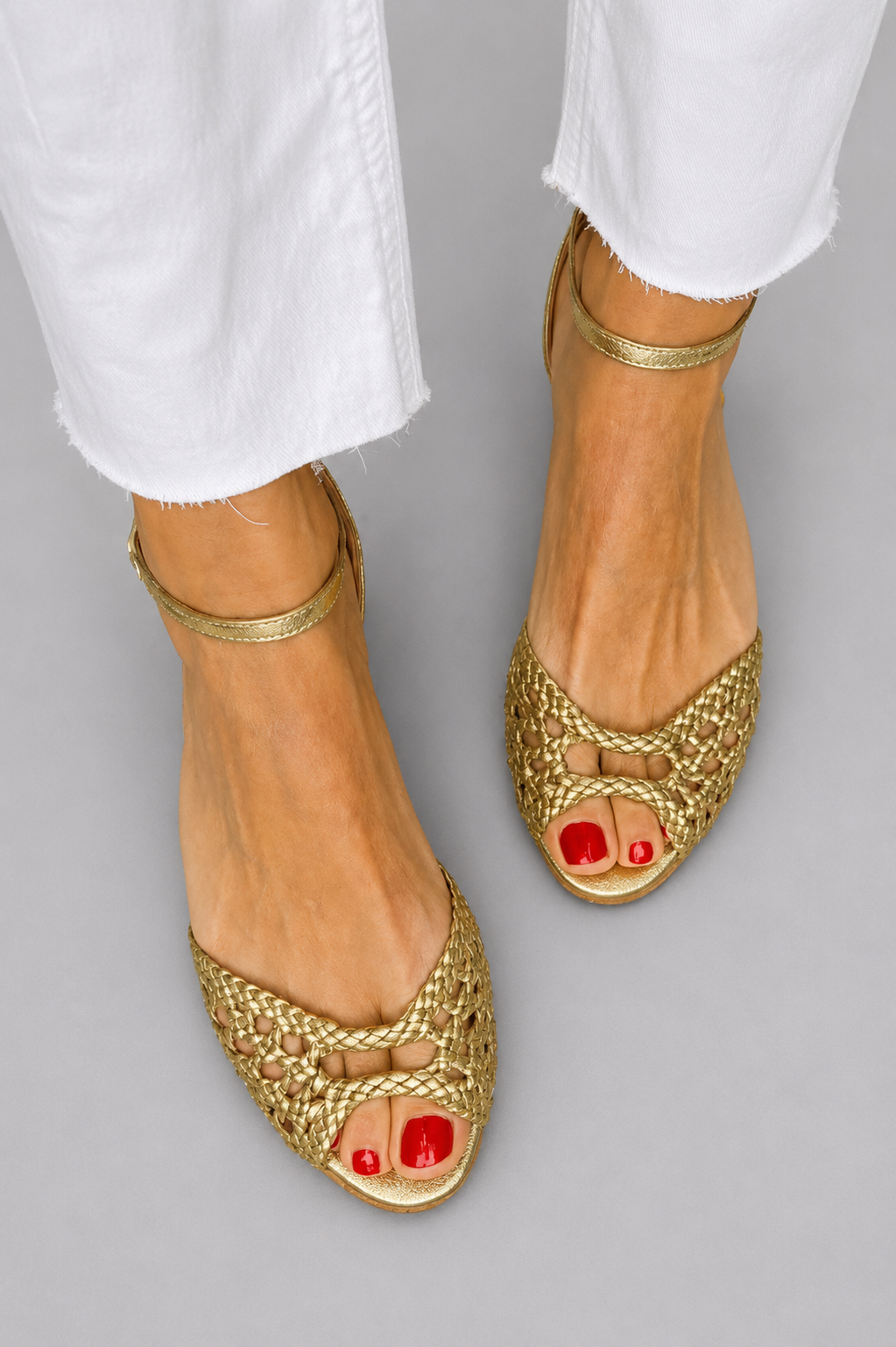 Isadora — Woven Gold Sandals