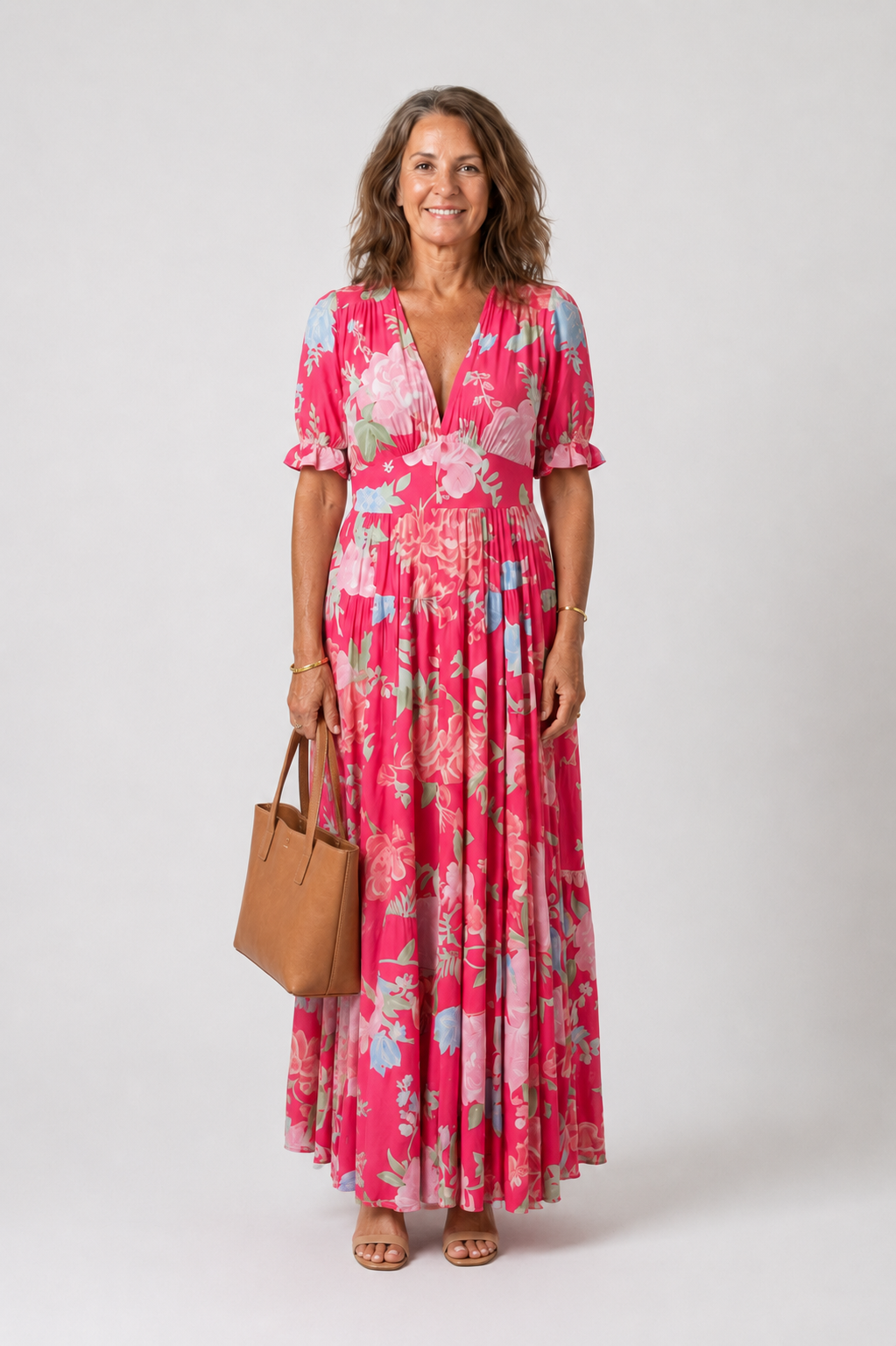 Line | Floral V Neck Midi Dress
