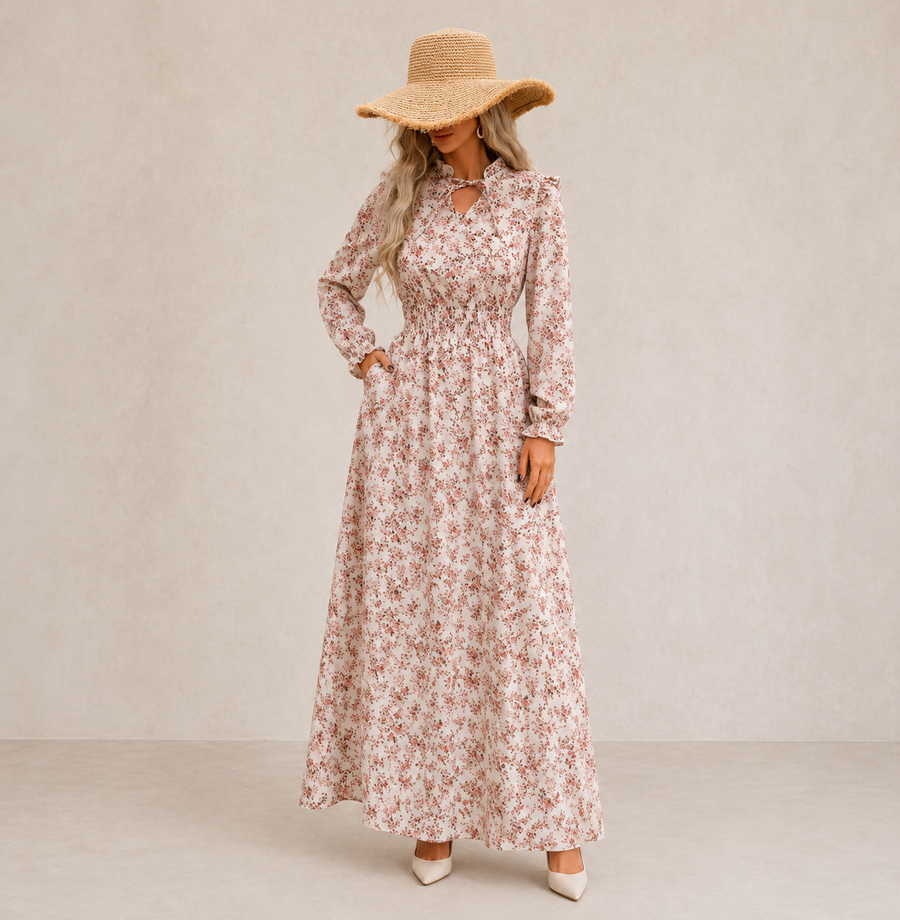 Nesta | Romantic Long Sleeve Maxi Dress