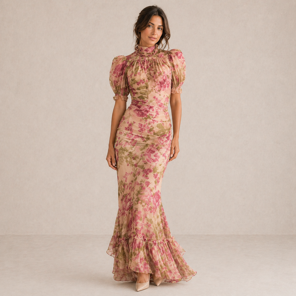Tamsin | Floral Puff Sleeve Maxi Dress