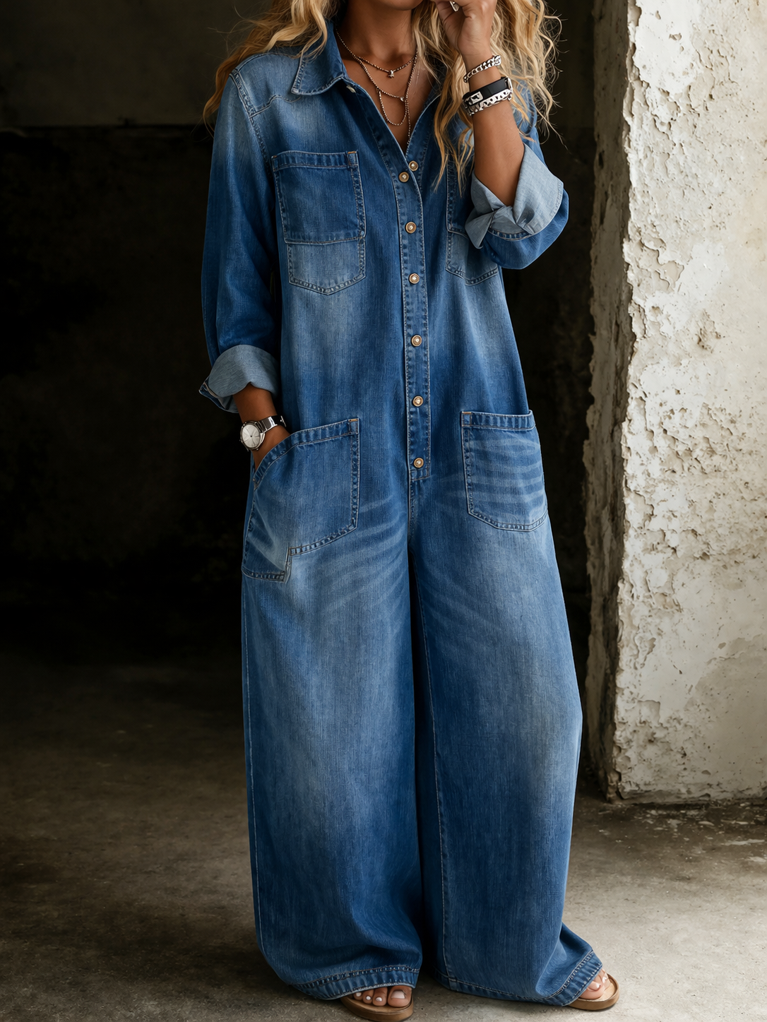 Lena | Relaxed Denim Dungarees