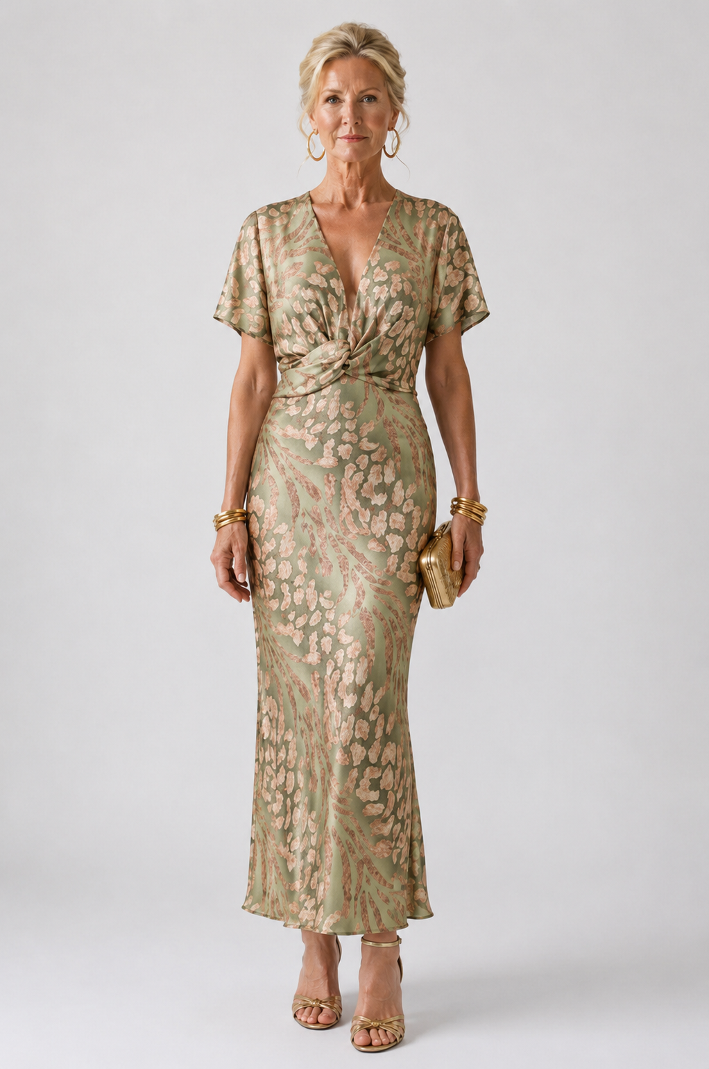 Marla | Abstract Print Twist-Waist Midi Dress