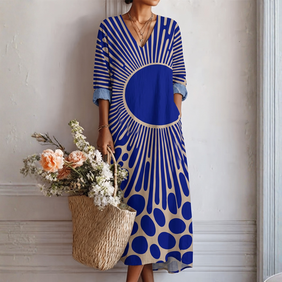 Danica | Sunburst Print Midi Dress