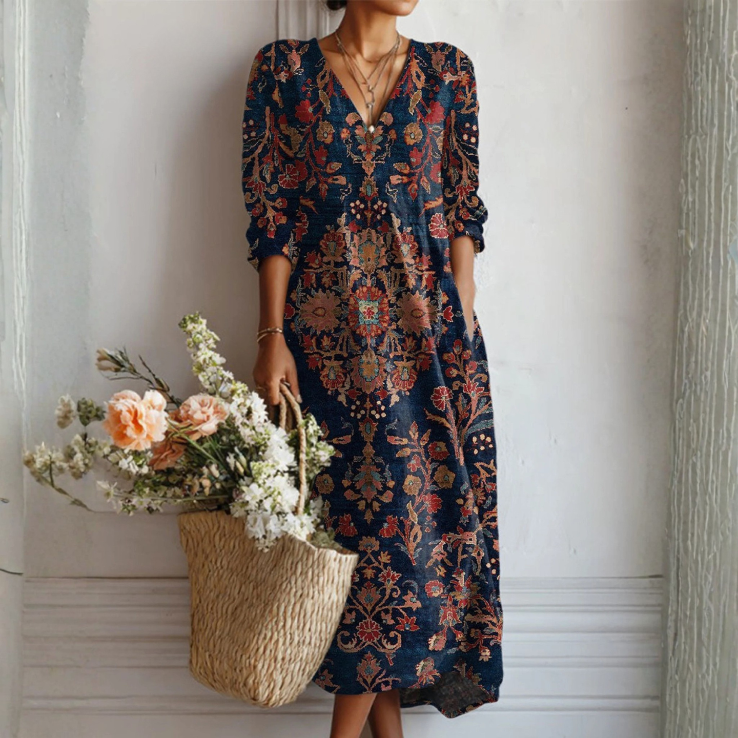 Lilian | Bohemian Floral Midi Dress