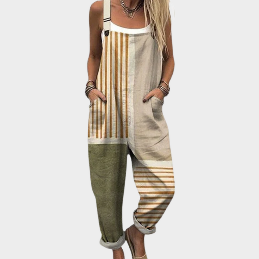 Katherine | Sage Green Print Dungarees