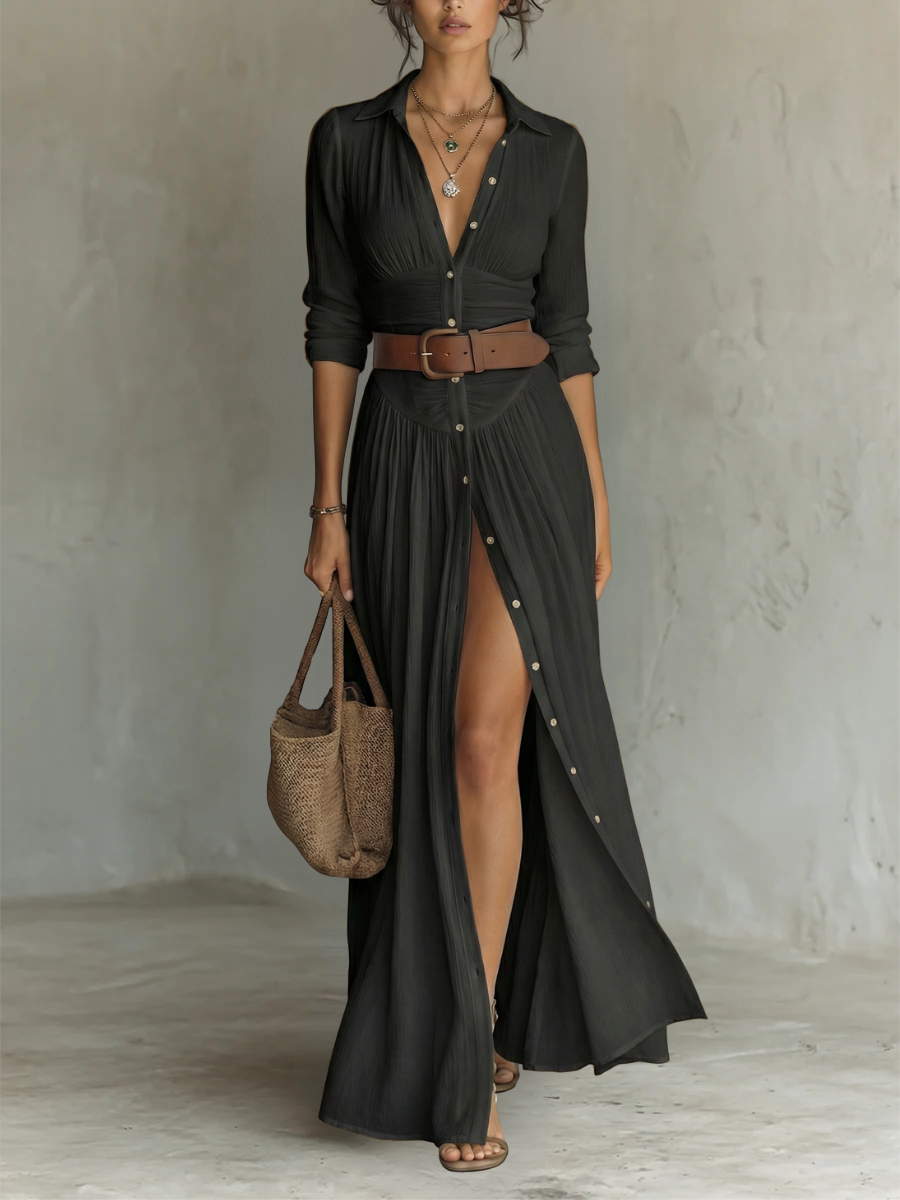 Beatrix | Maxi Dress with Notched Collar