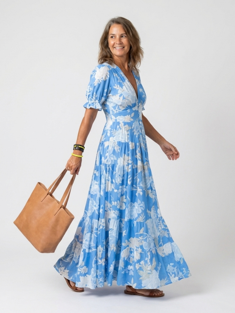 Line | Floral V Neck Midi Dress