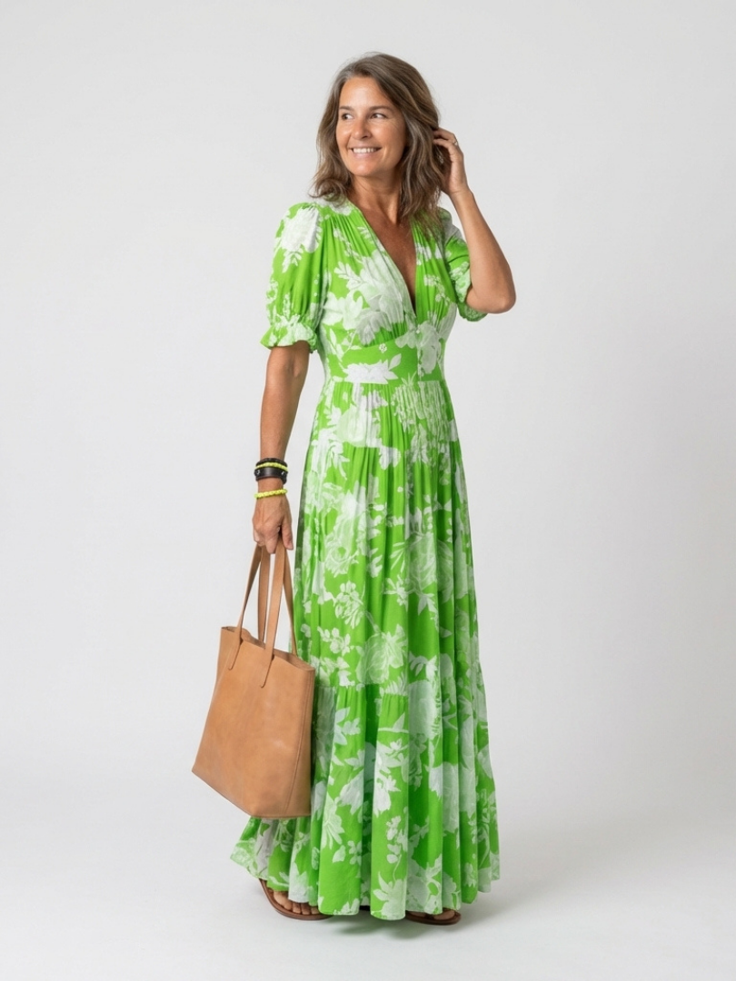 Line | Floral V Neck Midi Dress